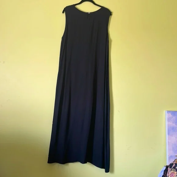 Eileen Fisher L Long Black Dress Vintage light Knit o/p $450 worn dry cleand - Picture 2 of 4